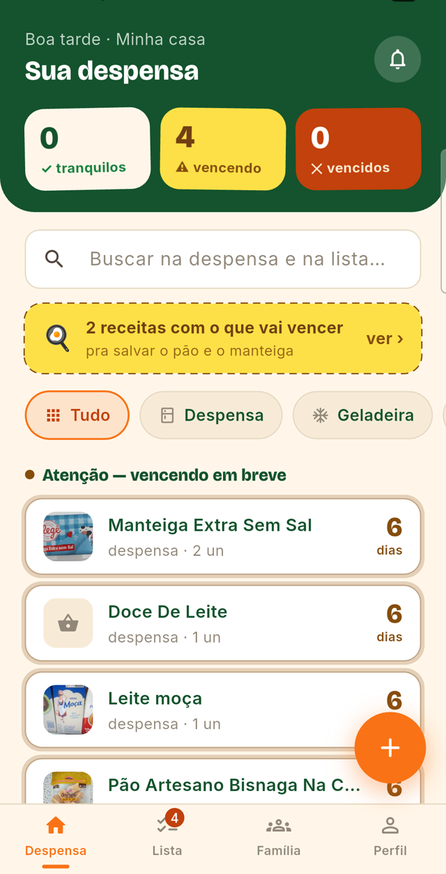 A despensa com o semáforo de validade